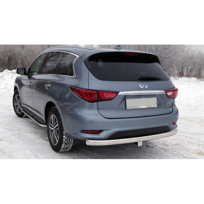 Пороги с площадкой чёрный алюминиевый лист для Infiniti QX60 2016-2020