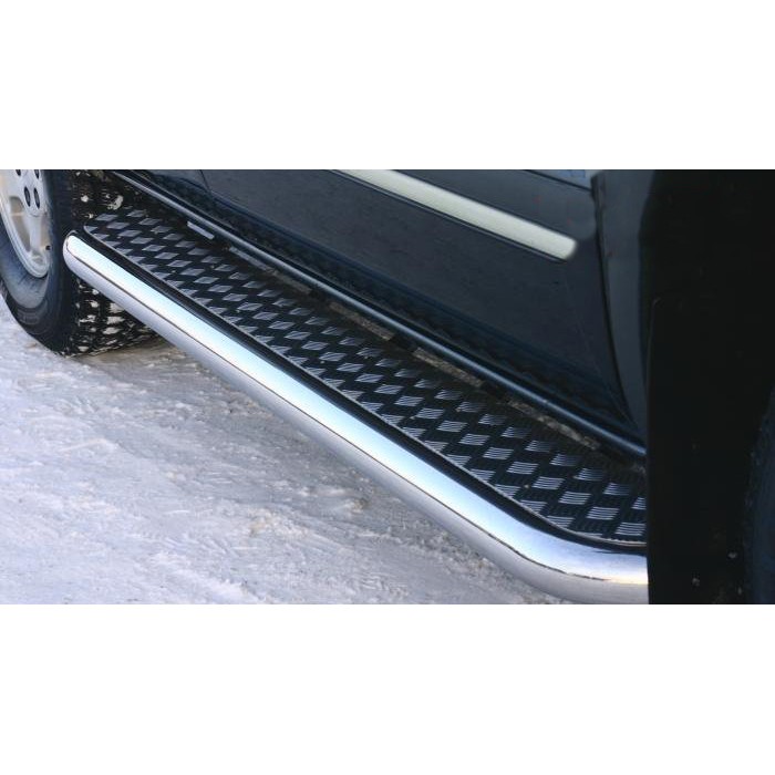 Пороги с площадкой чёрный алюминиевый лист для Chevrolet Tahoe 2006-2014