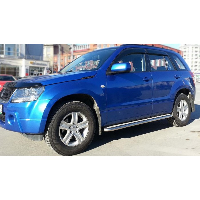 Пороги с площадкой чёрный алюминиевый лист для Suzuki Grand Vitara 5 дверей 2005-2011
