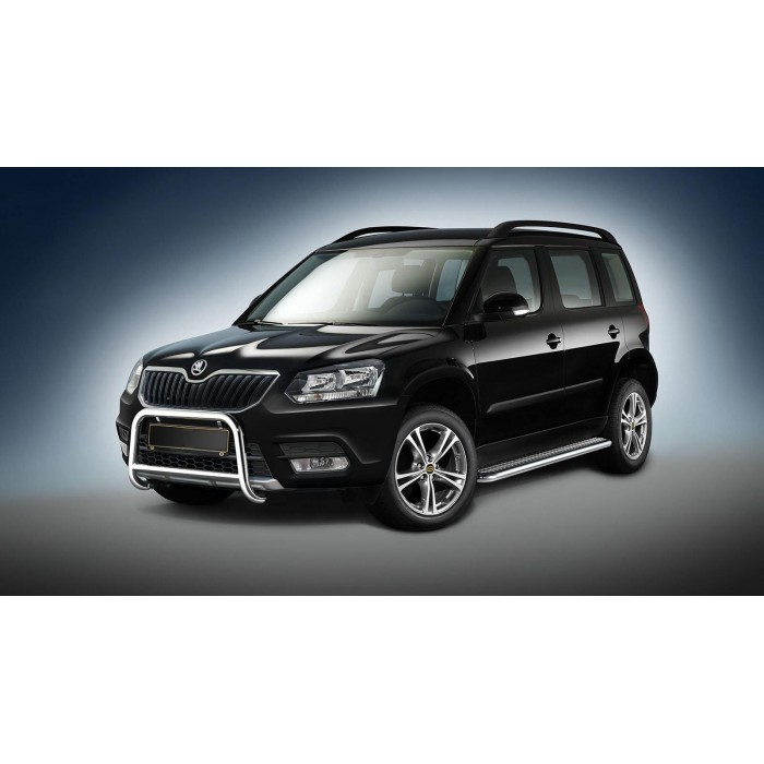 Пороги с площадкой алюминиевый лист для Skoda Yeti 2014-2018