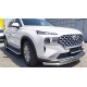Пороги с площадкой алюминиевый лист для Hyundai Santa Fe 2021-2024