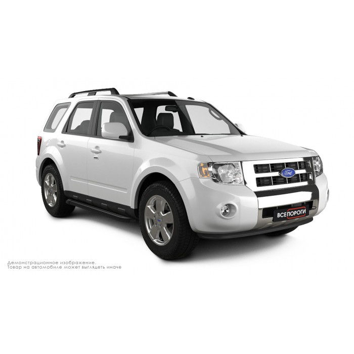 Пороги алюминиевые чёрные для Ford Escape 2007-2012