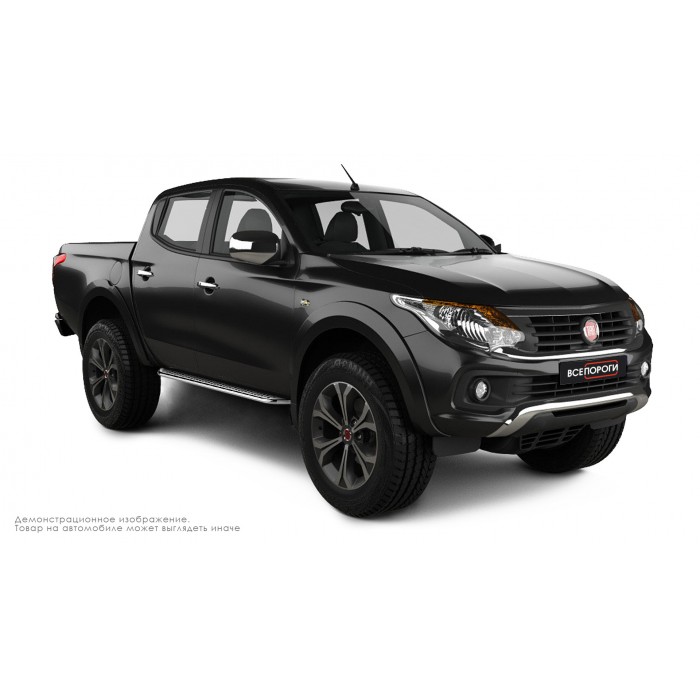 Пороги с площадкой нержавеющий лист с проступью для Fiat Fullback 2016-2020