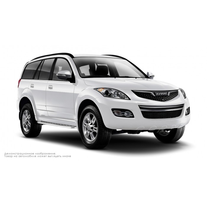 Пороги алюминиевые с нержавеющей площадкой для Haval H5 2020-2021