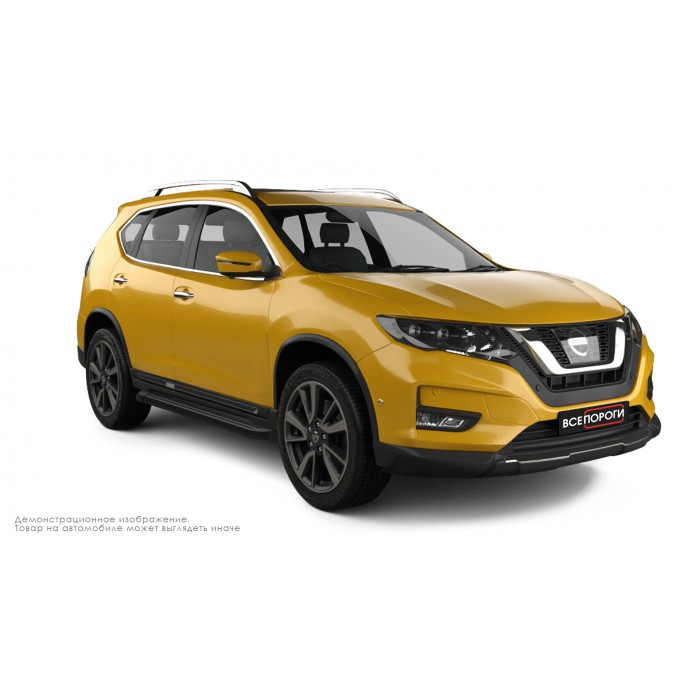Пороги алюминиевые чёрные для Nissan X-Trail T32 2015-2018
