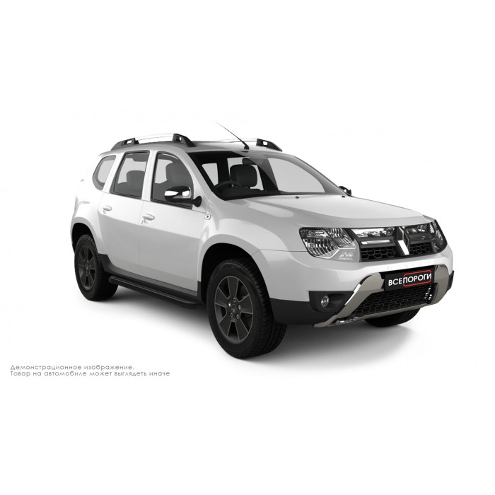 Пороги алюминиевые чёрные для Renault Duster 2011-2015