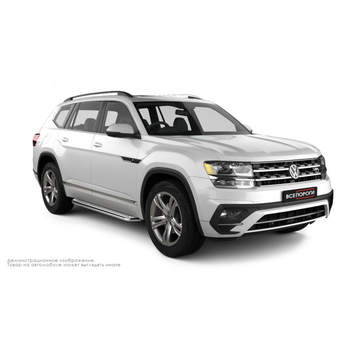 Пороги с площадкой нержавеющий лист с проступью для Volkswagen Teramont 2018-2024