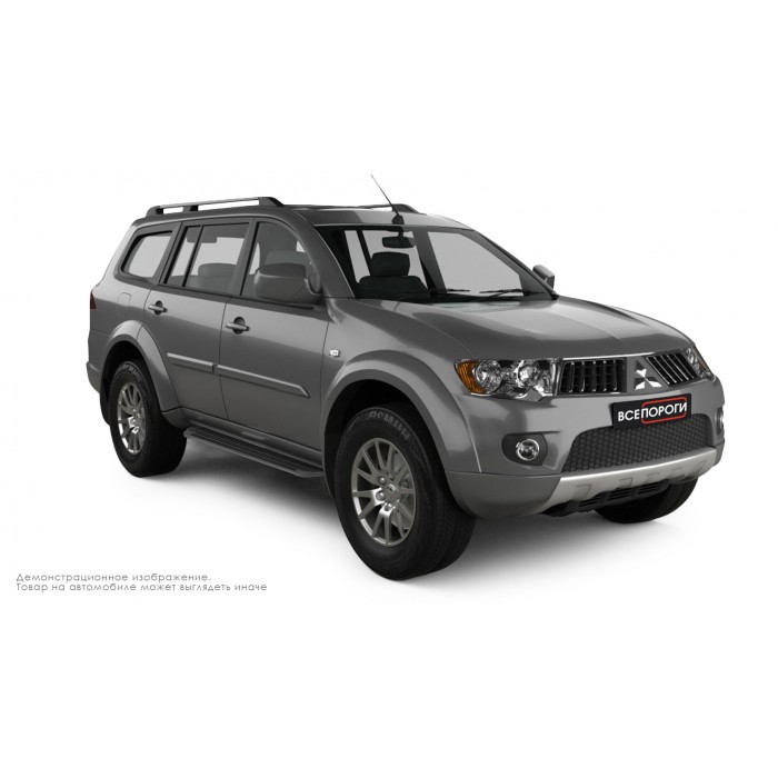 Пороги алюминиевые в полоску для Mitsubishi Pajero Sport 2008-2016