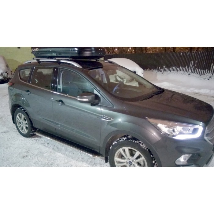 Пороги с площадкой чёрный алюминиевый лист для Ford Kuga 2016-2024