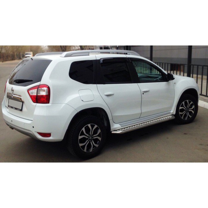 Пороги с площадкой алюминиевый лист для Nissan Terrano 2014-2022