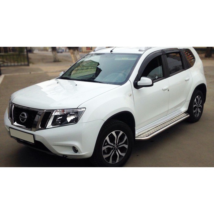 Пороги с площадкой алюминиевый лист для Nissan Terrano 2014-2022