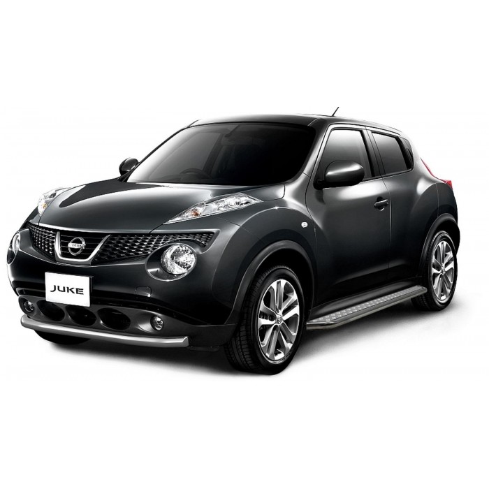 Пороги с площадкой чёрный алюминиевый лист для Nissan Juke 2014-2018