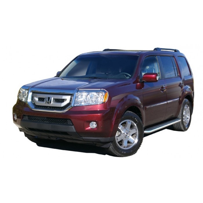 Пороги с площадкой чёрный алюминиевый лист для Honda Pilot 2008-2015