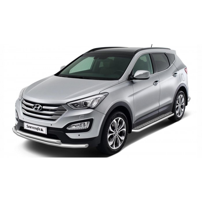 Пороги с площадкой алюминиевый лист для Hyundai Santa Fe 2012-2015