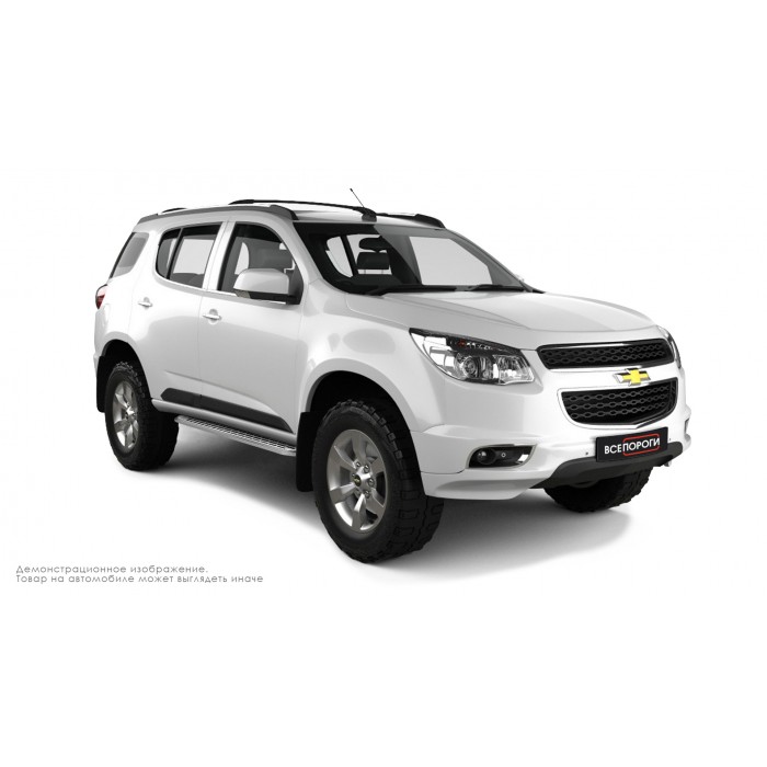Пороги алюминиевые с нержавеющей площадкой для Chevrolet TrailBlazer 2013-2018