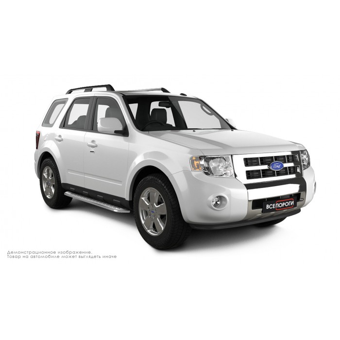 Пороги алюминиевые с нержавеющей площадкой для Ford Escape 2007-2012