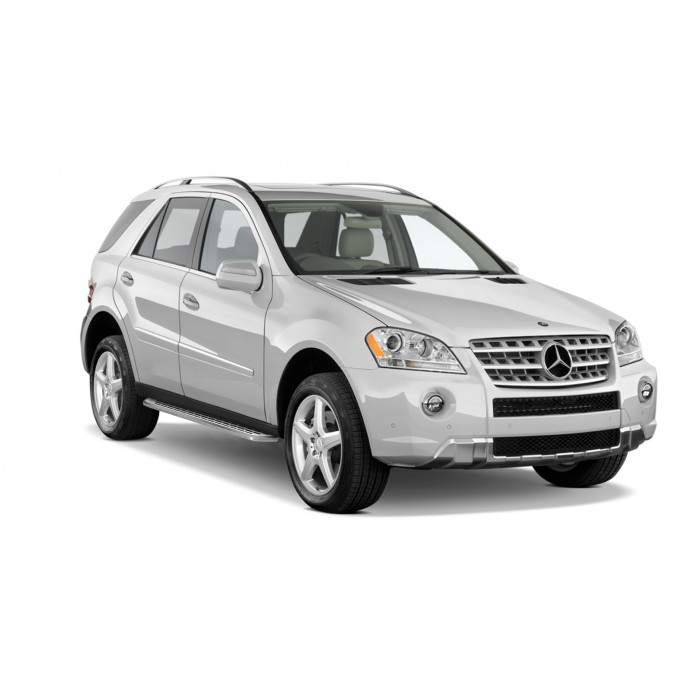 Пороги алюминиевые с нержавеющей площадкой для Mercedes ML W164 2005-2011