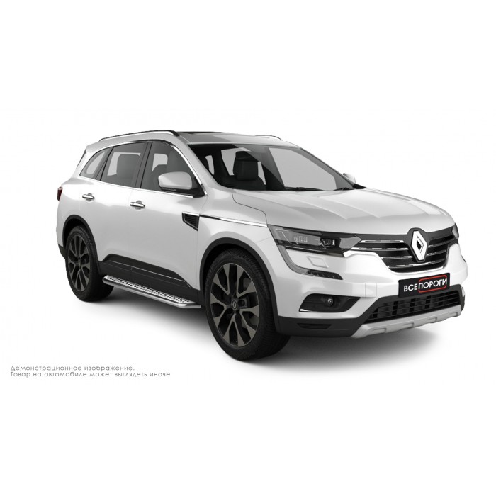 Пороги с площадкой нержавеющий лист с проступью для Renault Koleos 2008-2016