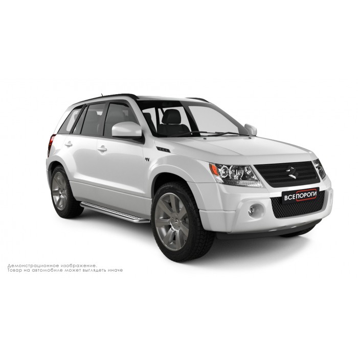 Пороги с площадкой нержавеющий лист с проступью для Suzuki Grand Vitara 5 дверей 2005-2011