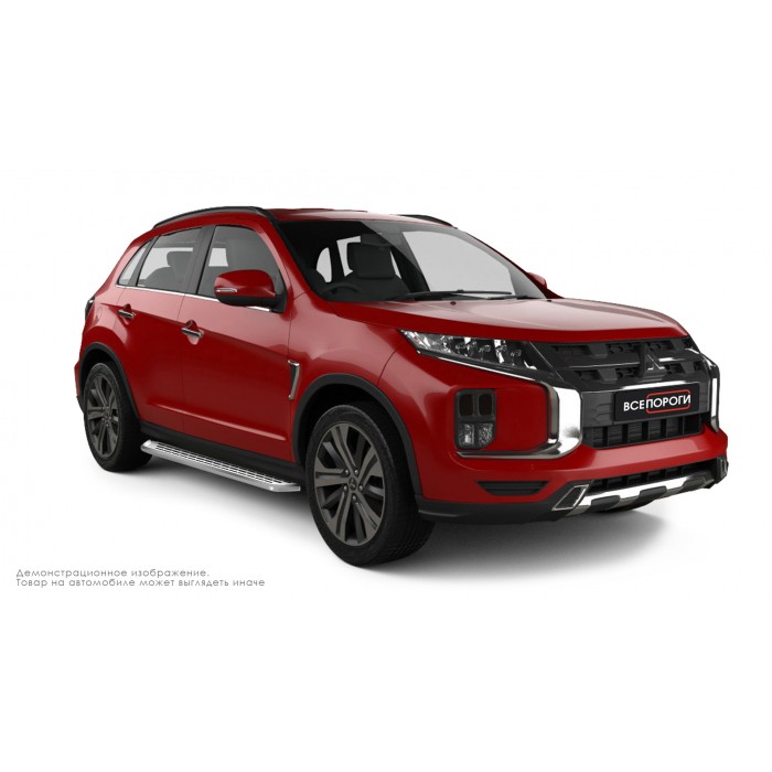 Пороги алюминиевые с нержавеющей площадкой для Mitsubishi ASX 2017-2019