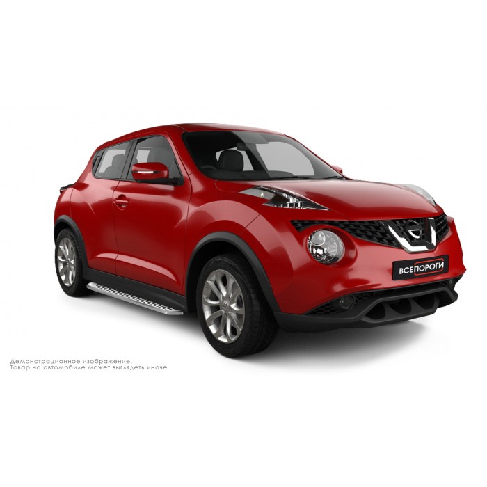 Пороги алюминиевые с нержавеющей площадкой для Nissan Juke 2014-2018