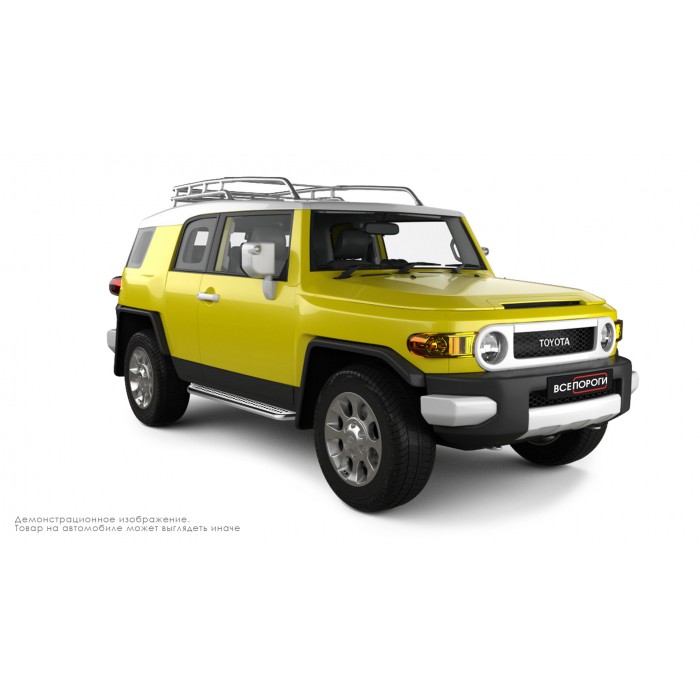 Пороги с площадкой нержавеющий лист с проступью для Toyota FJ-Cruiser 2006-2022