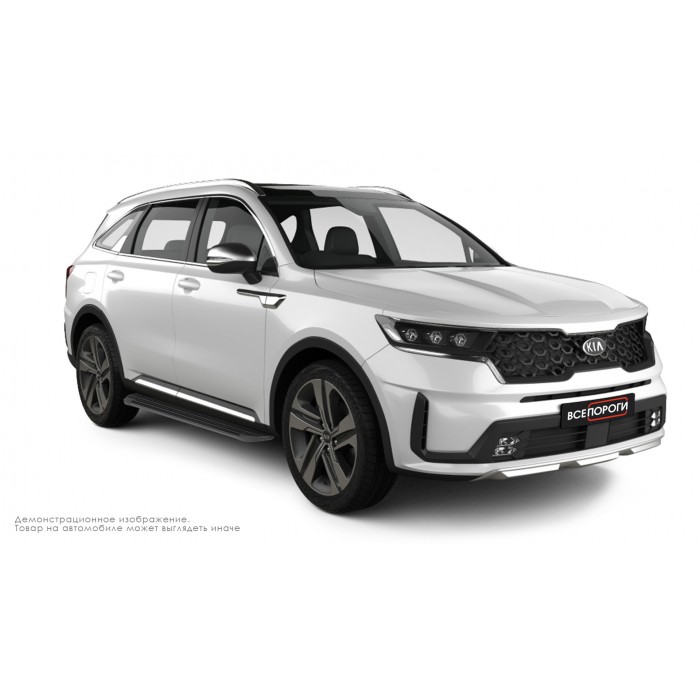 Пороги алюминиевые в полоску для Kia Sorento 2020-2024
