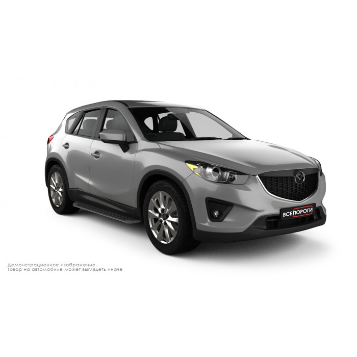 Пороги алюминиевые в полоску для Mazda CX-5 2015-2017