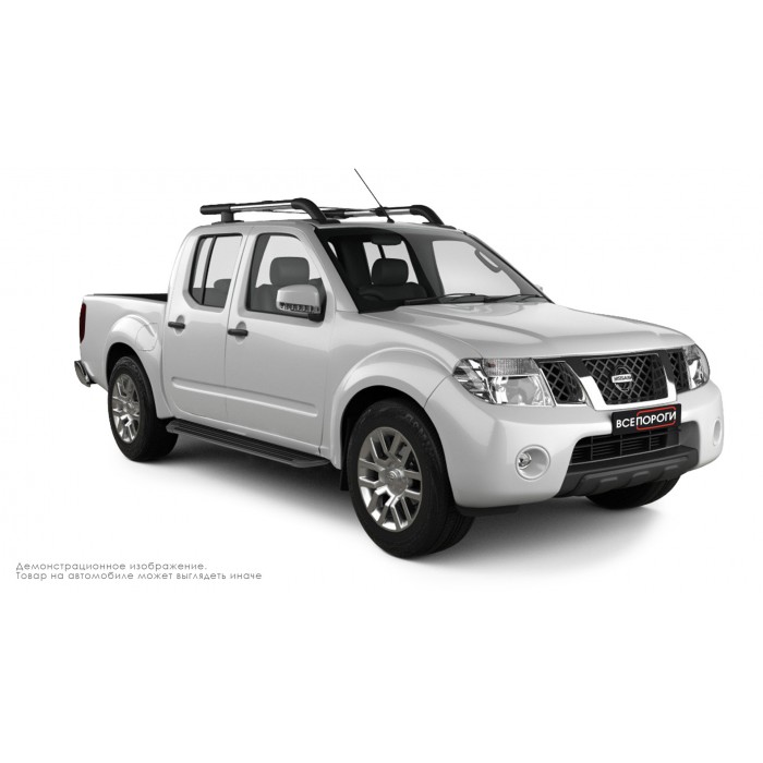Пороги алюминиевые в полоску для Nissan Navara D40 2005-2015