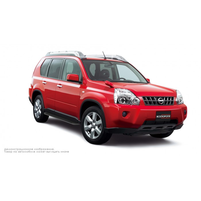 Пороги алюминиевые в полоску для Nissan X-Trail T31 2007-2011