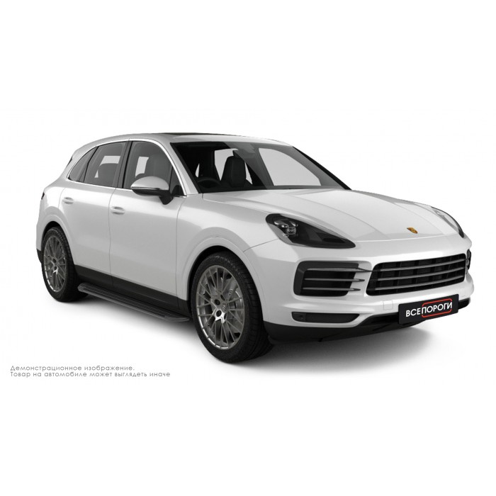 Пороги алюминиевые в полоску для Porsche Cayenne 2018-2024