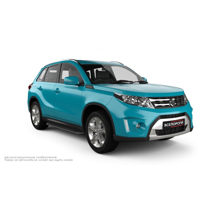 Пороги алюминиевые в полоску для Suzuki Vitara 2015-2019