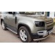 Пороги с площадкой чёрный алюминиевый лист для Land Rover Defender 2019-2024