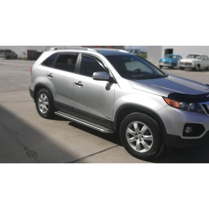 Пороги с площадкой алюминиевый лист для Kia Sorento 2009-2012