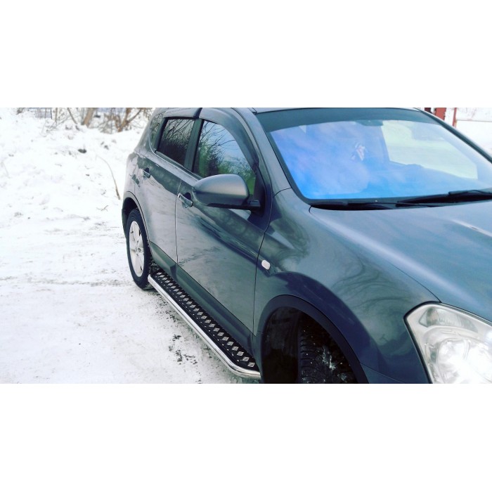Пороги с площадкой алюминиевый лист для Nissan Qashqai +2 2007-2010