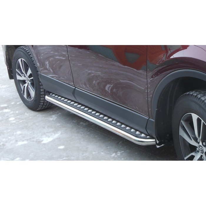 Пороги с площадкой алюминиевый лист для Geely MK Cross 2010-2018