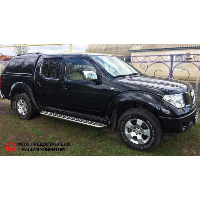 Пороги с площадкой алюминиевый лист для Nissan Navara D40 2005-2015
