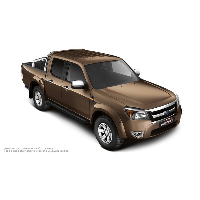 Пороги алюминиевые чёрные для Ford Ranger 2012-2015