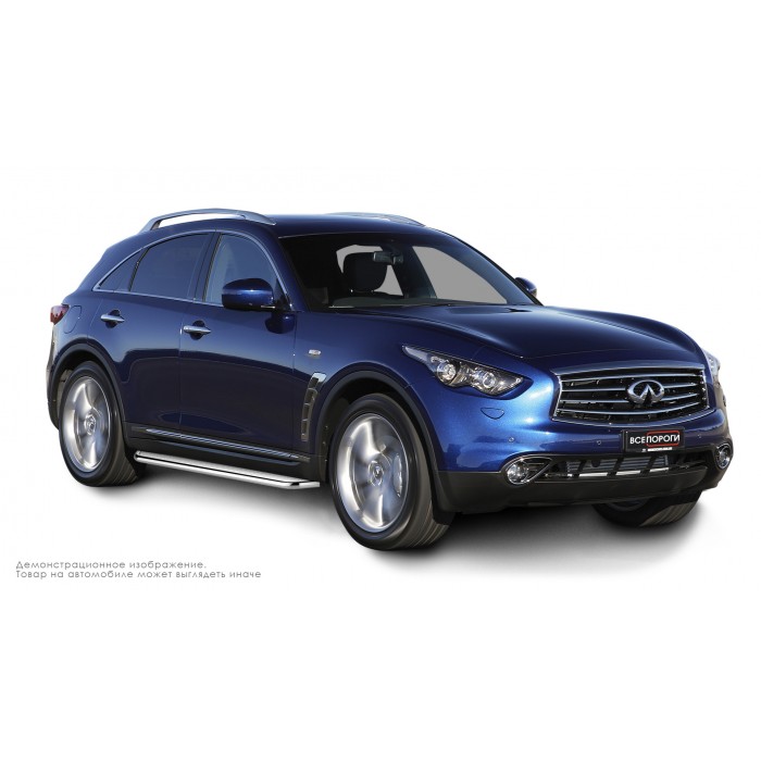 Пороги с площадкой чёрный алюминиевый лист для Infiniti FX30d 2012-2014