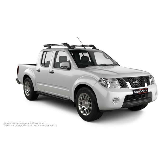 Пороги алюминиевые чёрные для Nissan Navara D40 2005-2015