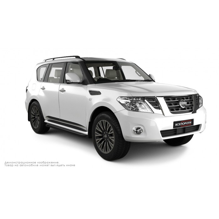 Пороги алюминиевые чёрные для Nissan Patrol 2010-2024