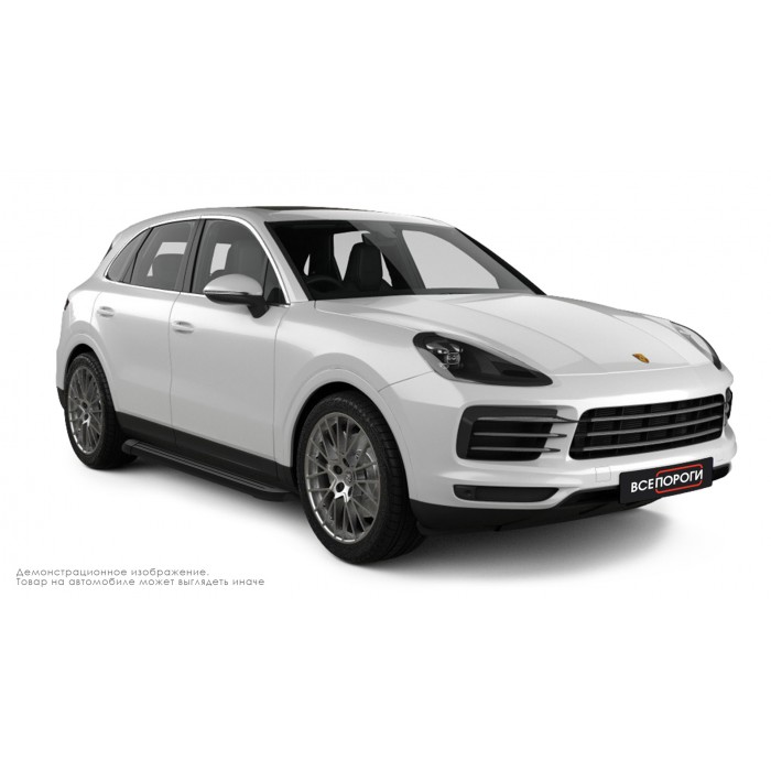 Пороги алюминиевые чёрные для Porsche Cayenne 2018-2024