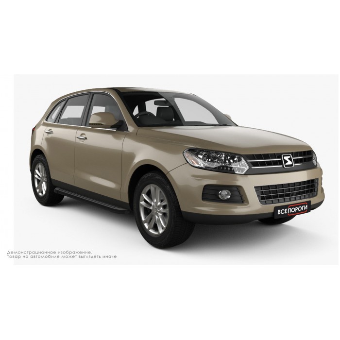 Пороги алюминиевые чёрные для Zotye T600 2013-2021