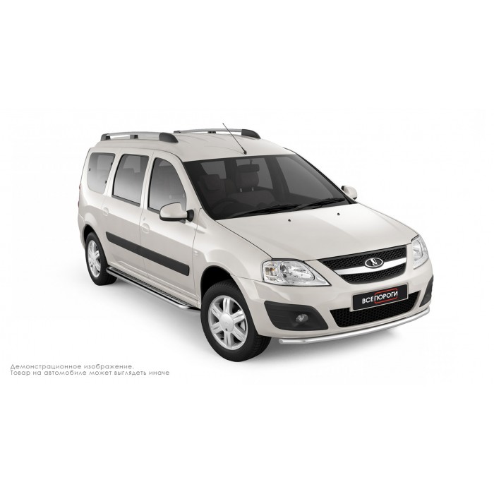 Пороги с площадкой нержавеющий лист с проступью для Lada Largus Cross 2014-2021
