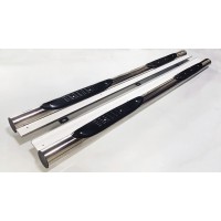 Пороги с площадкой нержавеющий лист с накладками для Mitsubishi Pajero Sport 1998-2007