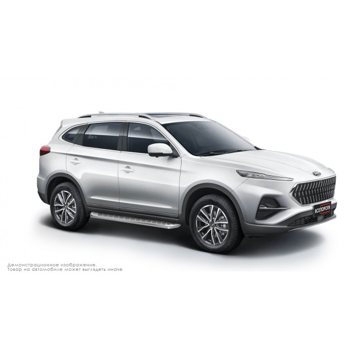 Пороги алюминиевые с нержавеющей площадкой для  JAC S7 2020-2024