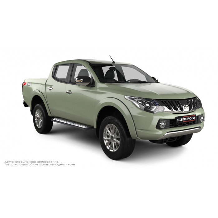 Пороги алюминиевые ОЕМ BMW-стиль для Mitsubishi L200 2015-2019
