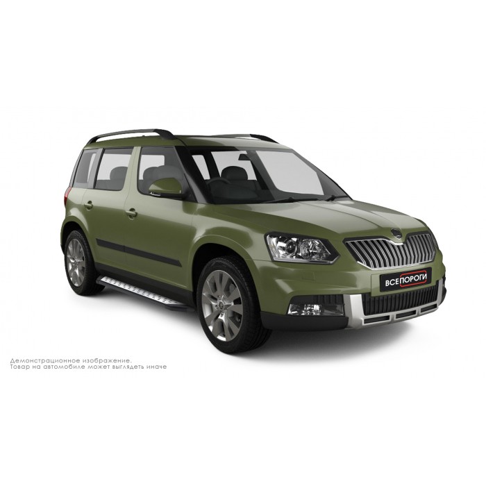 Пороги алюминиевые ОЕМ BMW-стиль для Skoda Yeti 2014-2018