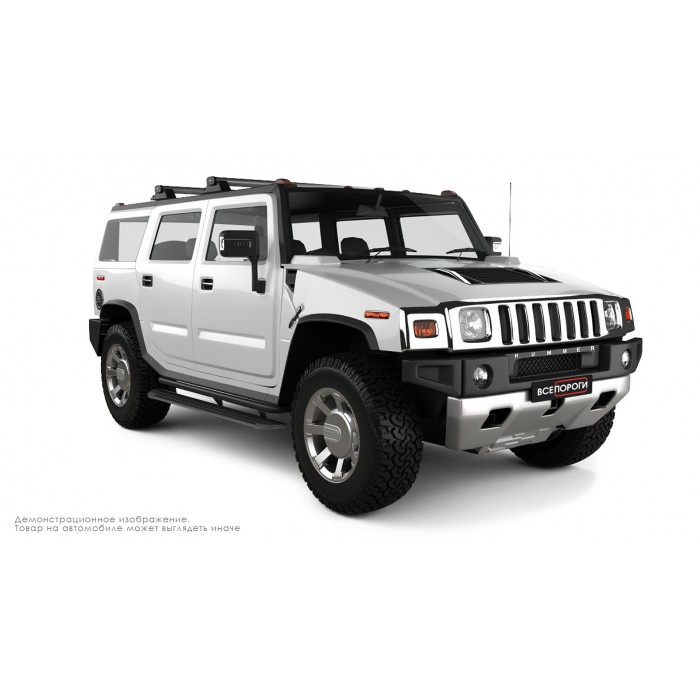 Пороги алюминиевые в полоску для Hummer H2 2002-2009