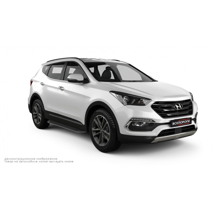 Пороги алюминиевые в полоску для Hyundai Santa Fe 2015-2018